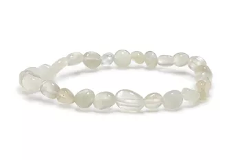 Pulsera de Piedra de Luna Blanca con Piedras Rodadas A 6-8 mm
