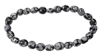 Pulsera de Obsidiana copo de nieve piedras enrolladas