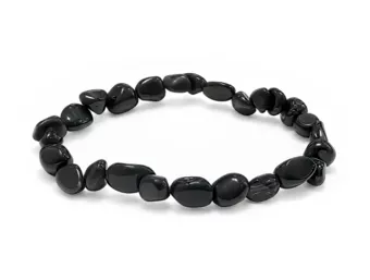 Pulsera de Obsidiana Negra con Piedras Rodadas A 6-8 mm