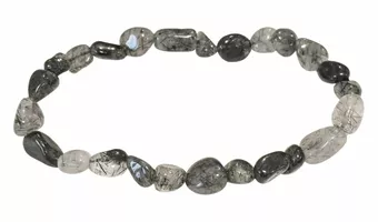 Pulsera de turmalina de cristal de roca A+ piedras pulidas