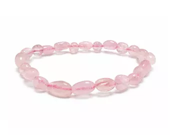 Pulsera de Piedras Rodadas de Cuarzo Rosa A 6-8mm