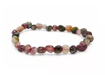 Pulsera de Turmalina Multicolor con Piedras Rodadas A
