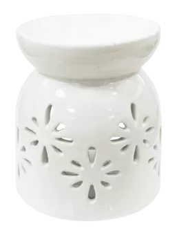 Quemador de Aceite Cerámica Blanco Calado 8.5cm