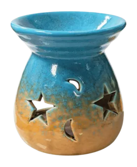 Quemador de aceite cerámico degradado azul 8,5 cm