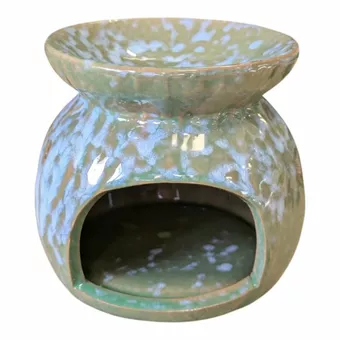 Quemador de aceite de cerámica verde con pantallas multicolores