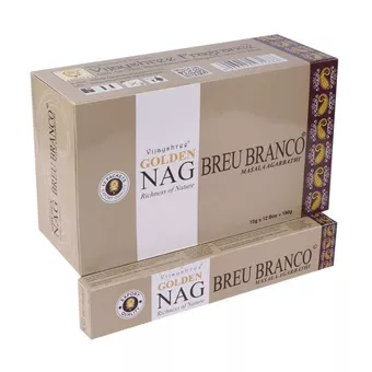 Incienso Vijayshree Golden Nag Breu Branco 15g