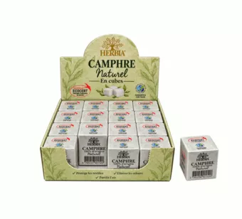 Alcanfor Natural Herbia en Cubos Comercio Justo Ecocert – 16 paquetes – 300g