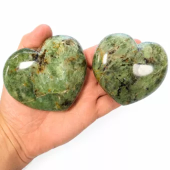 Juego de 2 corazones serpentinos pulidos, 0,620 kg