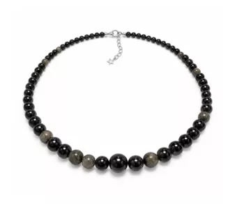 Collar Degradado de Obsidiana Dorada A Perlas 4-12 mm 50 cm