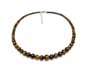 Collar Graduado de Ojo de Tigre A Cuentas de 4-12 mm 50 cm