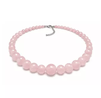 Collar Degradado de Cuarzo Rosa A Perlas 4-12mm 50cm