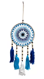 Atrapasueños Contra el Mal de Ojo Blanco y Azul 20 cm