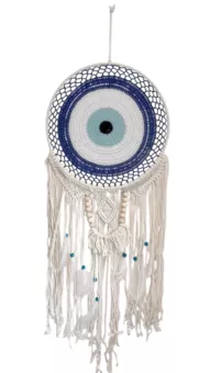 Atrapasueños Contra el Mal de Ojo Blanco y Azul 40 cm