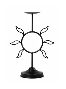 Portavelas Sol de Metal Negro 29cm