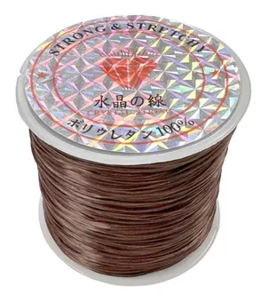 Hilo Elástico Plano Marrón para Joyería 50m