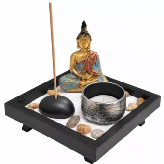 Jardín Zen con Buda, Incienso y Vela 12,5 cm