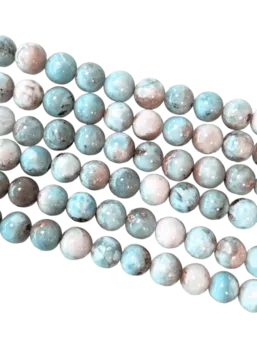 Cuentas redondas de Larimar A de 5mm en un cordón de 40 cm