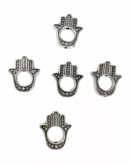 Charm's Beads de Metal Mano de Fátima Plata 14mm x100