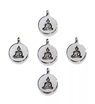Cuentas espaciadoras de Buda de plata 15 mm x 30