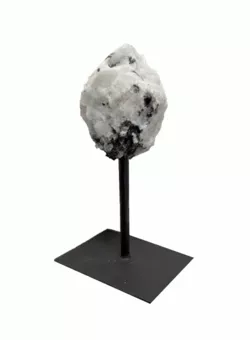 Piedra de Luna Blanca A en Bruto sobre Soporte de Metal Negro 17-20 cm 500-700 g