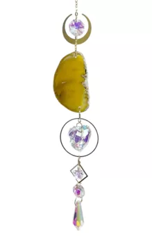 Atrapasueños Móvil Ágata Amarilla Luna-Corazón Cristal 41cm