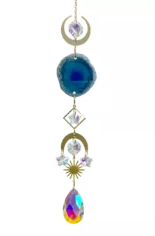 Atrapasol móvil Ágata Azul Cristal Sol-Luna 41cm