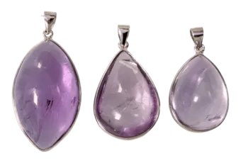 Colgante Plata 925 Amatista AAA 3 piezas 14.88g