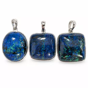 Colgante de Plata 925 Azurita Malaquita AAA 3 piezas 15,32g