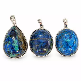 Colgante de Plata 925 Azurita Malaquita AAA 3 piezas 15,11g