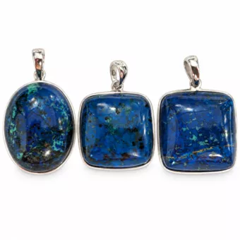 Colgante de Plata 925 Azurita Malaquita AAA 3 piezas 15,85g
