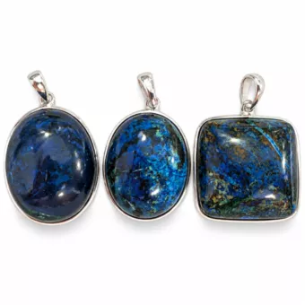 Colgante de Plata 925 Azurita Malaquita AAA 3 piezas 15,2g