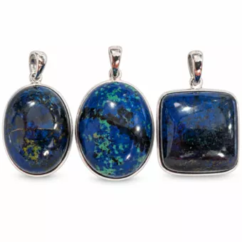 Colgante de Plata 925 Azurita Malaquita AAA 3 piezas 15,36g