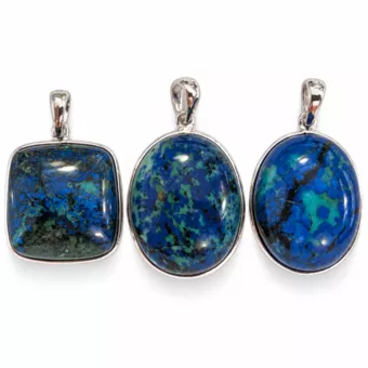 Colgante de Plata 925 Azurita Malaquita AAA 3 piezas 14 g