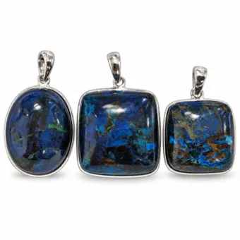 Colgante de Plata 925 Azurita Malaquita AAA 3 piezas 17,11 g