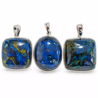 Colgante de Plata 925 Azurita Malaquita AAA 3 piezas 14,35 g