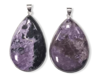 Colgante Charoita AA Plata 925 2 piezas 24.23g