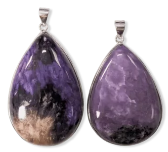 Colgante Charoita AA Plata 925 2 piezas 23.47g