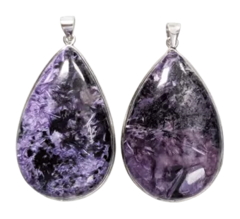 Colgante Charoita AA Plata 925 2 piezas 22.86g