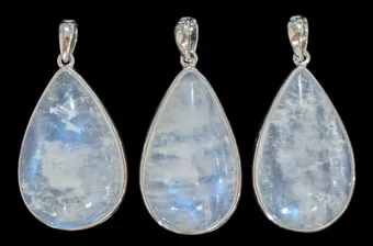 Colgante de plata de ley 925 con piedra lunar blanca AAA, 3 piezas, 11,3 g