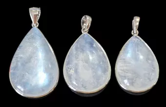 Colgante de plata de ley 925 con piedra lunar blanca AAA, 3 piezas, 11,15 g