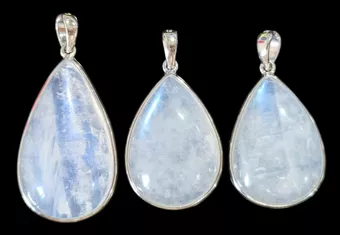 Colgante de plata de ley 925 con piedra lunar blanca AAA, 3 piezas, 11,78 g