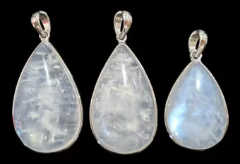 Colgante de plata de ley 925 con piedra lunar blanca AAA, 3 piezas, 11,58 g