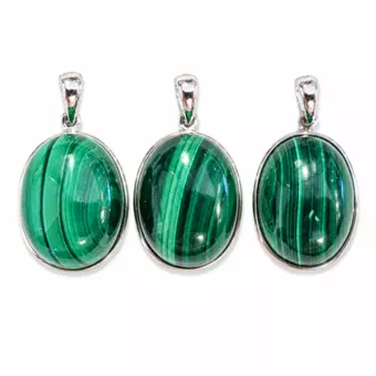 Colgante de Plata 925 Malaquita AAA 3 piezas 11,13g