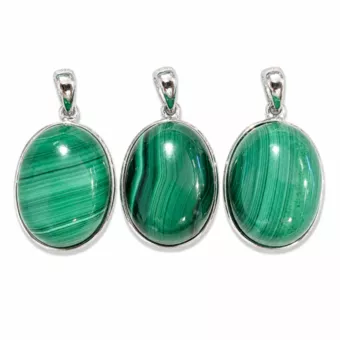 Colgante Plata 925 Malaquita AAA 3 piezas 11,69g