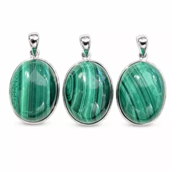 Colgante de Plata 925 Malaquita AAA 3 piezas 11,77g