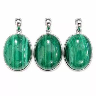 Colgante Plata 925 Malaquita AAA 3 piezas 11,83g