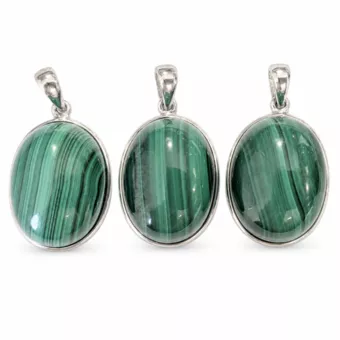 Colgante de Plata 925 Malaquita AAA 3 piezas 11,95g
