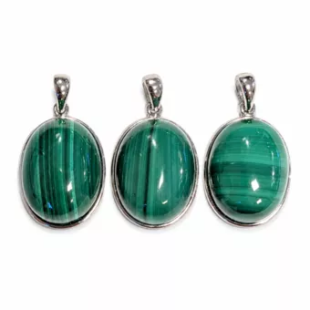 Colgante de Plata 925 Malaquita AAA 3 piezas 11,92g
