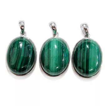 Colgante de Plata 925 Malaquita AAA 3 piezas 11,98g