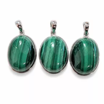Colgante Plata 925 Malaquita AAA 3 piezas 11,87g